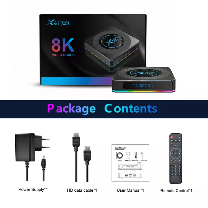 X96 X4 Amlogic S905X4 8K Android 11 Smart TV BOX 32GB+4GB Doppio WiFi